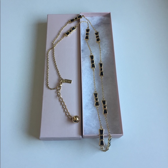 Kate Spade Black and Gold Bow Necklace - Picture 1 of 8